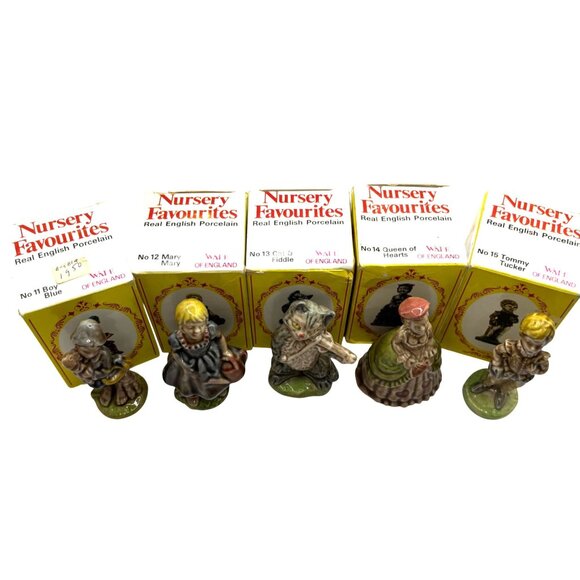 5 Wade Porcelain Figurines Nursery Favourites Complete Set 3 from 1974 Boxes - Picture 3 of 8